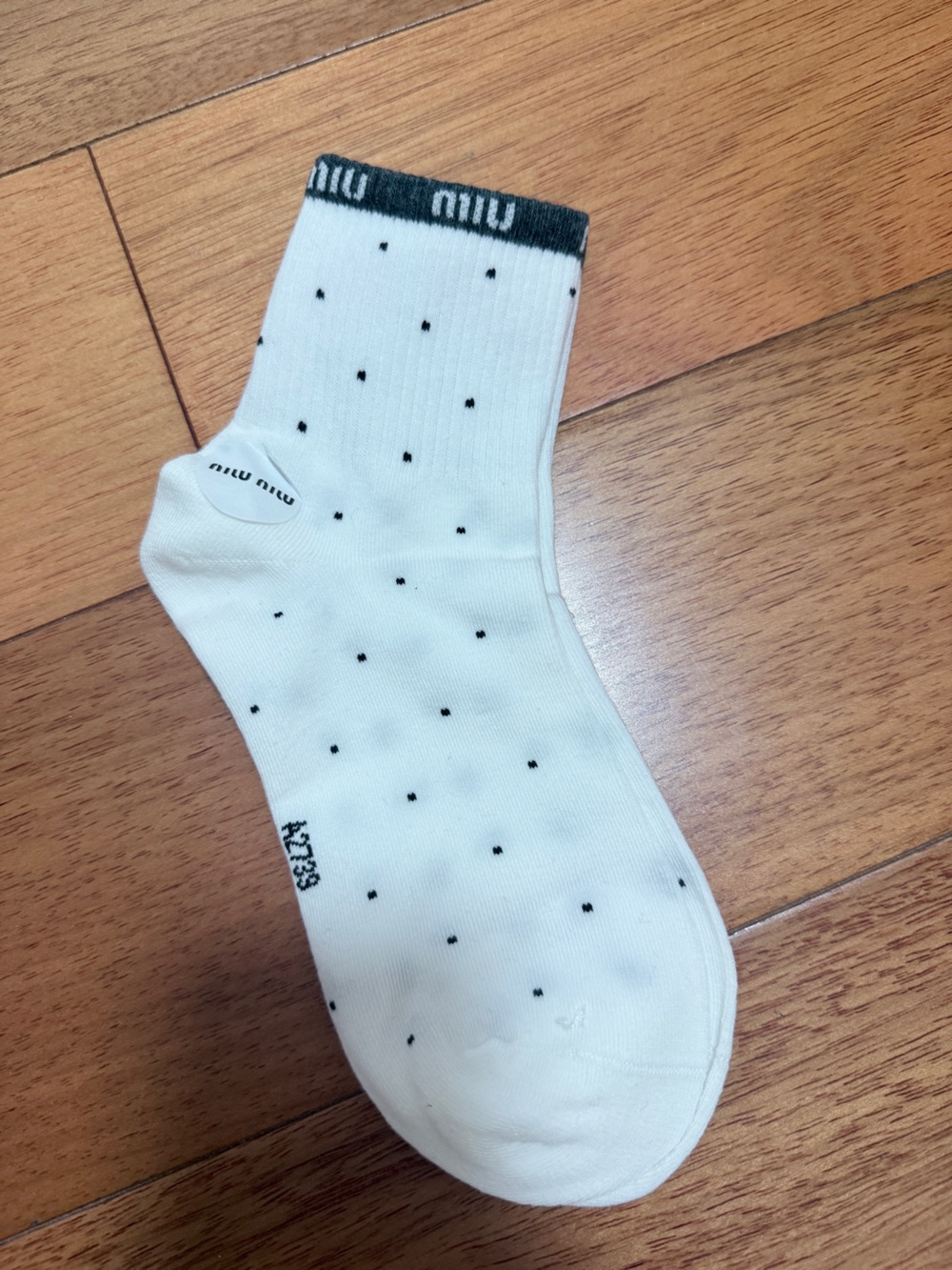 White Grey Socks with Black Micro Dots Size 22-25cm
